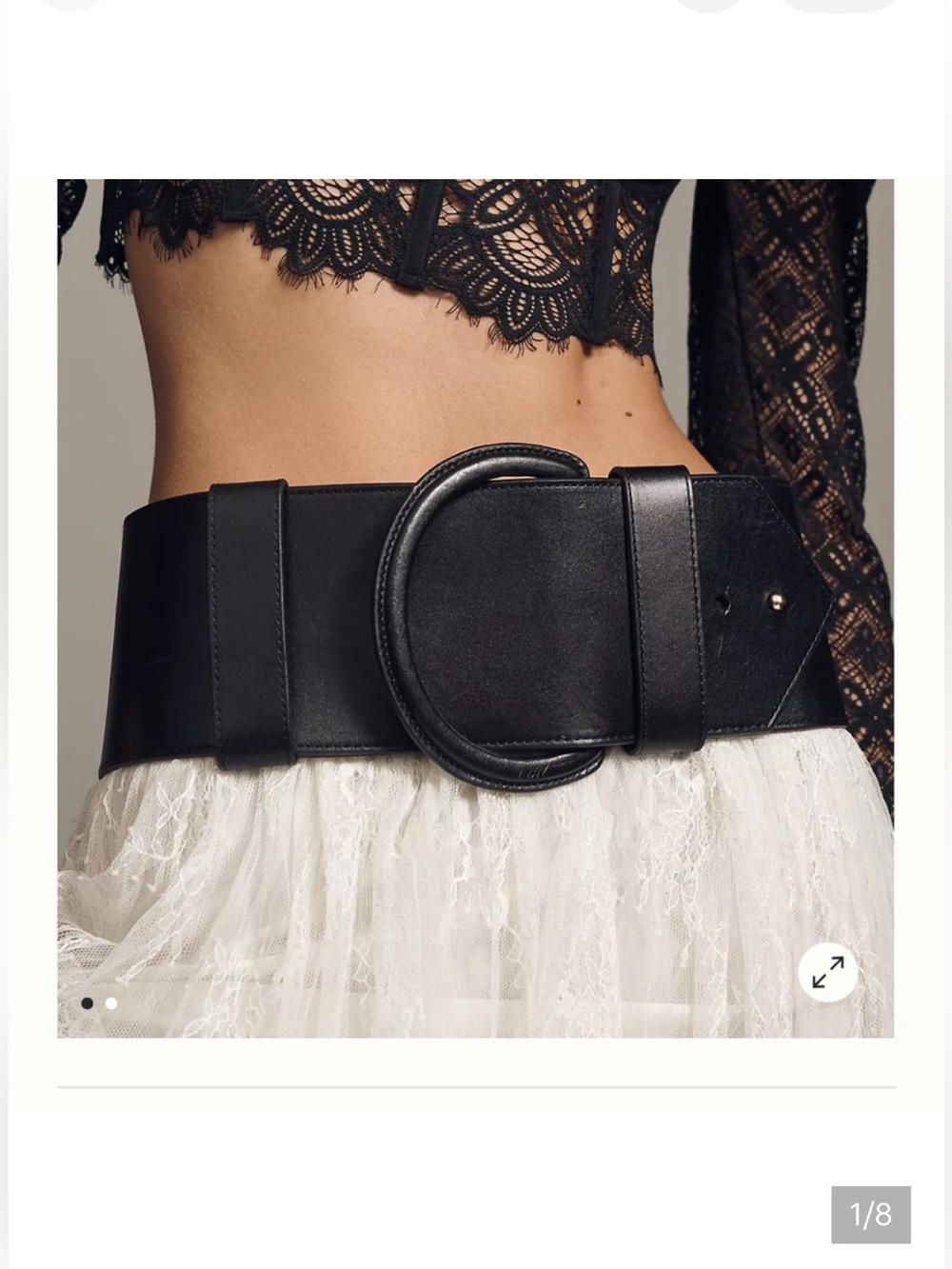 Anthropologie Wide Black Round-Buckle Waist Belt